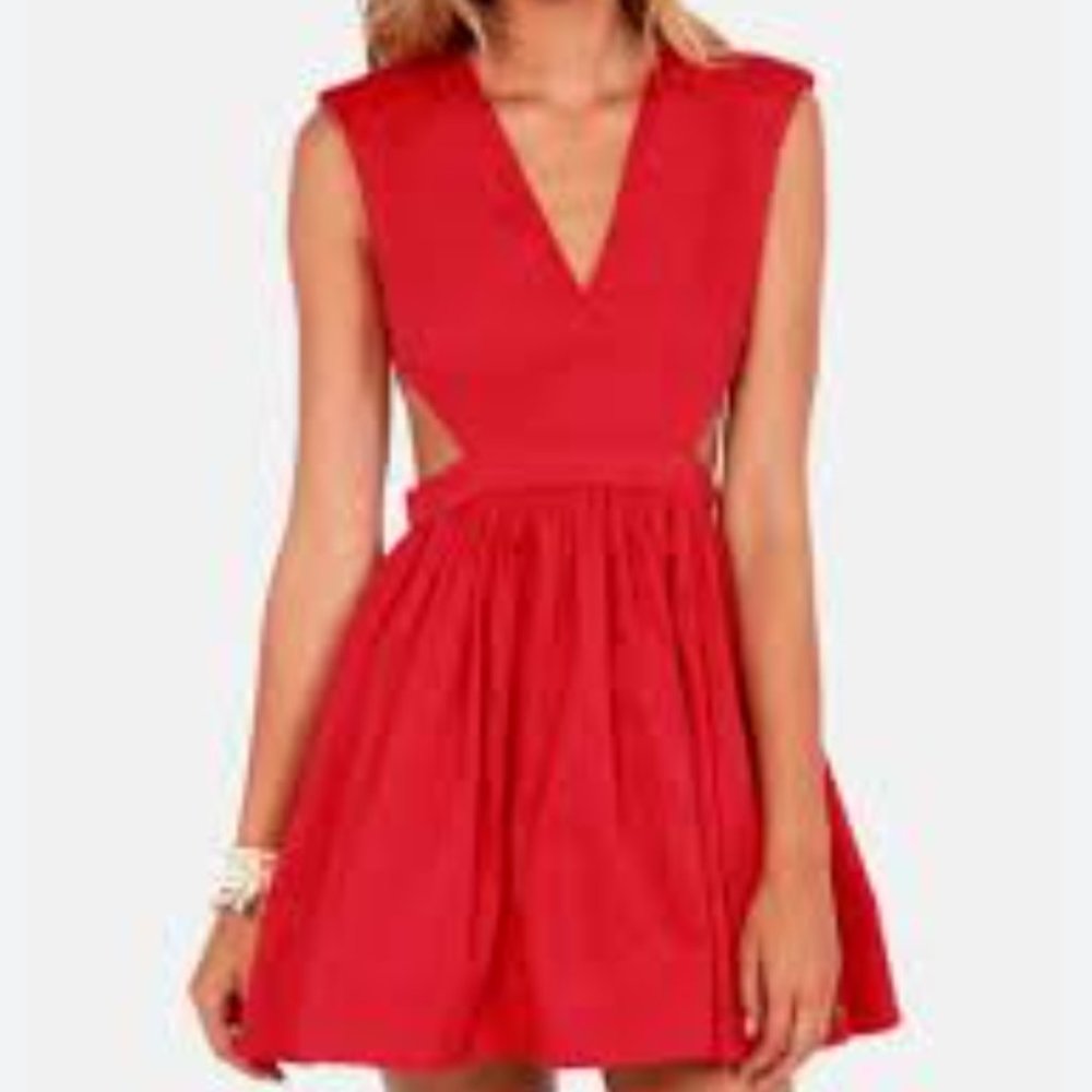 Lulus | Brat Pack Cutout Red Dress Size Medium